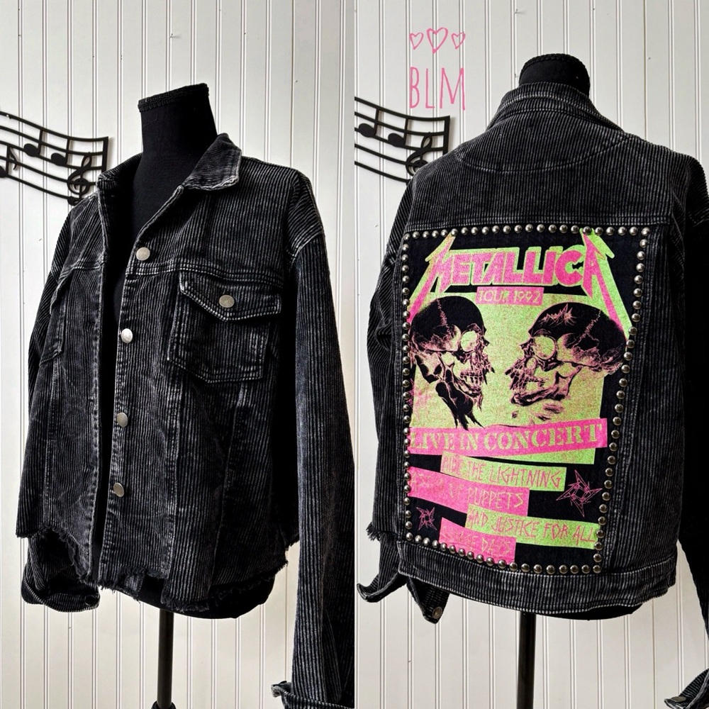 Metallica acid wash corduroy jacket